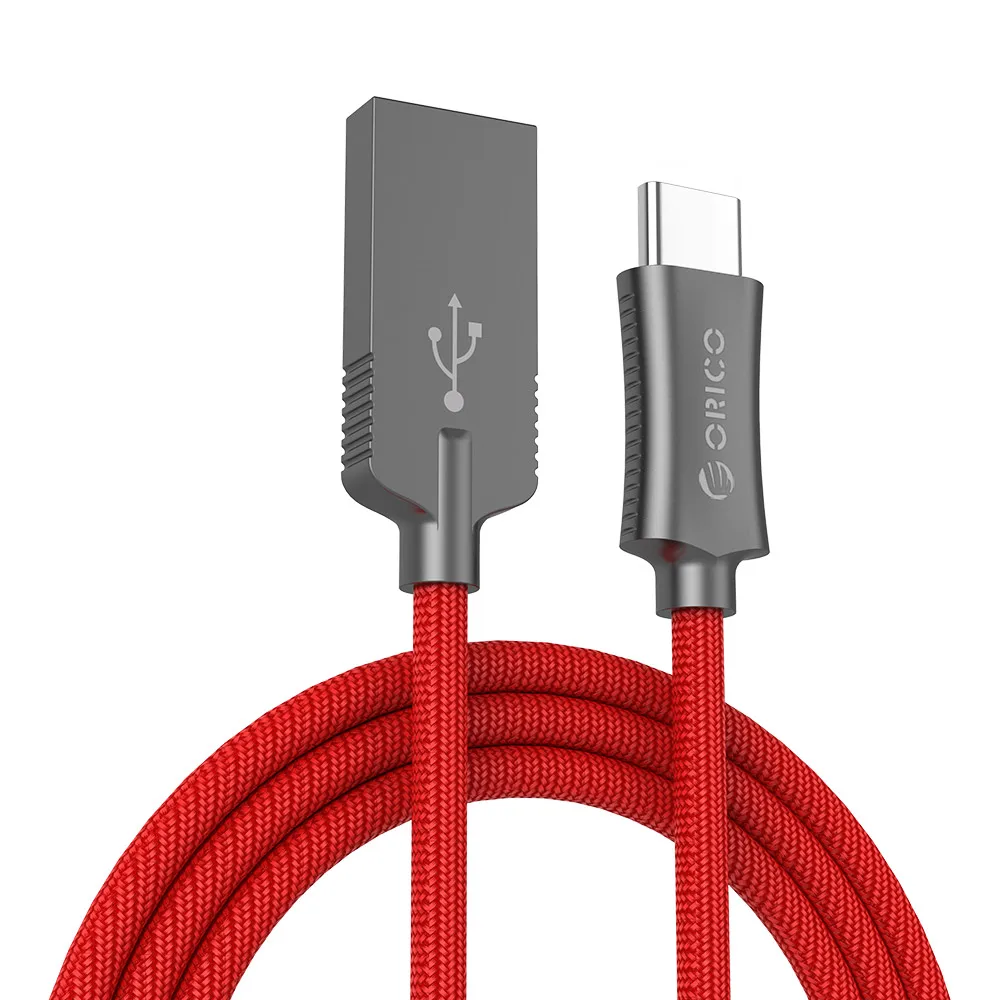 Красный ORICO type-C кабель usb type A-USB-C кабель USB кабель для синхронизации и зарядки для huawei Macbook LG G5 Xiaomi Mi 5 htc цинковый сплав 1 метр - Цвет: Красный
