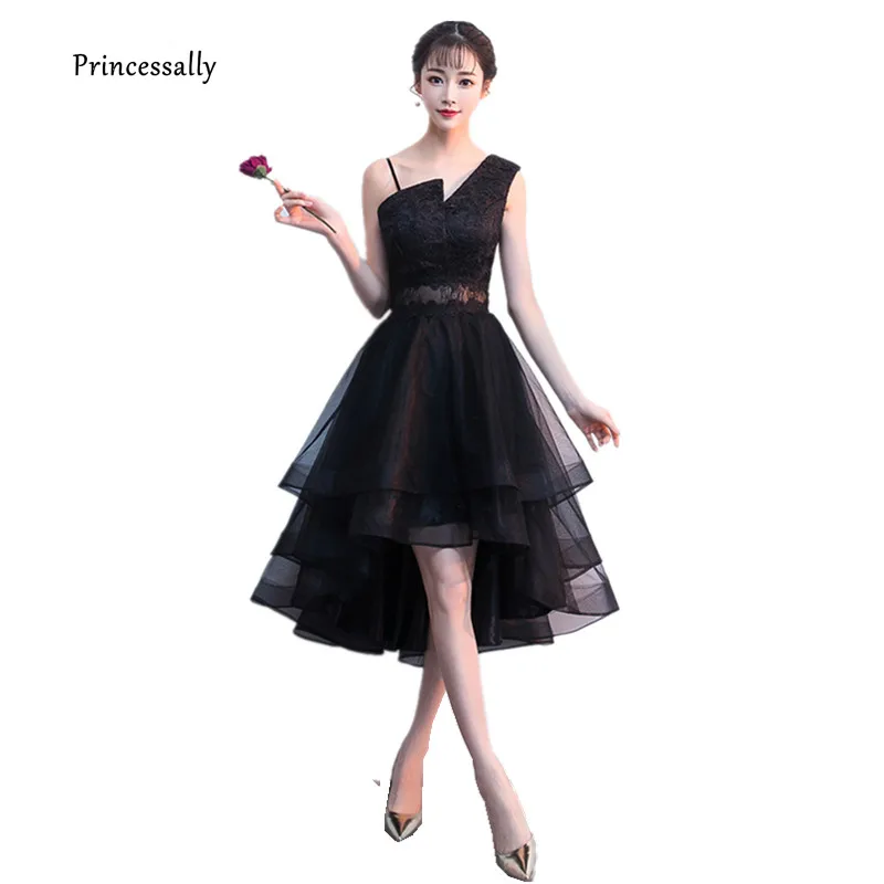 Новое черное вечернее платье на одно плечо кружевные Милые простые модные