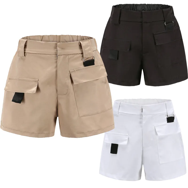 

WKOUD 2019 Summer Shorts Women Casual Khaki Harem Shorts Fashion High Waist Short Pants With Pockets 3 Color Bottoms DK6012