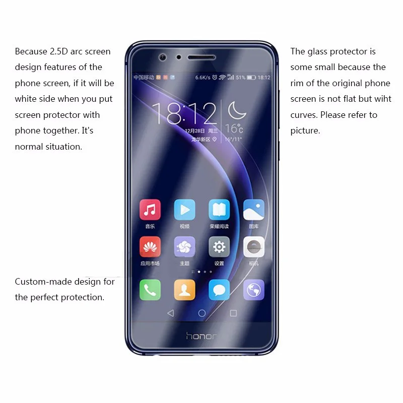 2 шт. MRGO закаленное стекло для Huawei Honor 8 Защитная пленка экрана телефона стекло|glass