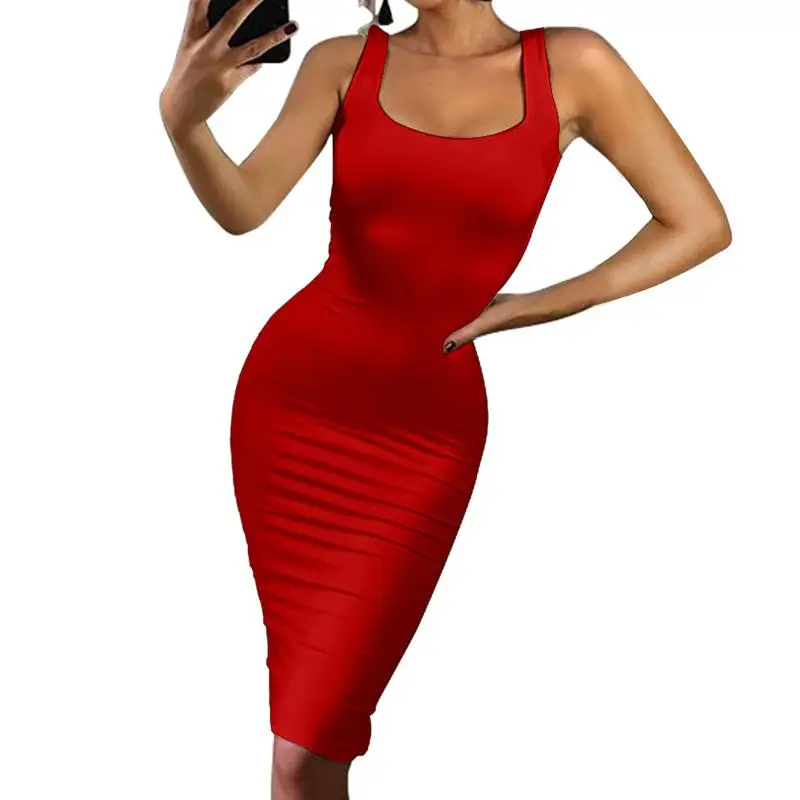 2018 Summer Women Tank Top Dress Female Pencil Sexy Sleeveless Vest Sheath Bodycon Party WS5143A | Женская одежда