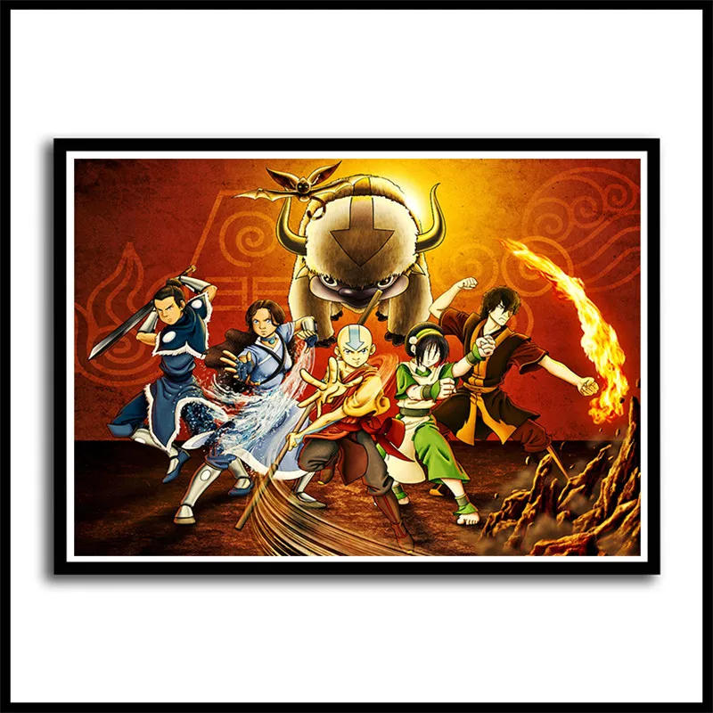 Аватар Последний Airbender покрытые бумажные плакаты настенные художественные картины Домашний Декор Гостиная HD печатные бескаркасные - Цвет: Синий