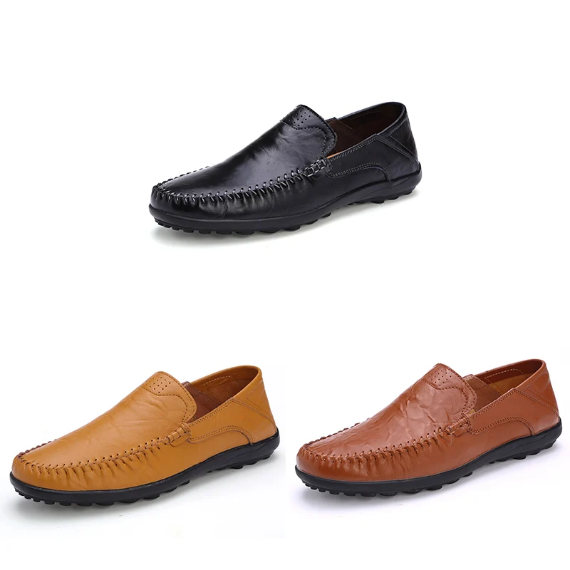 MARSON Men’s Casual Shoes Handmade Comfortable Leather Flats Shoe High Quality Loafers Men Breathable Slip on Big Size | Обувь