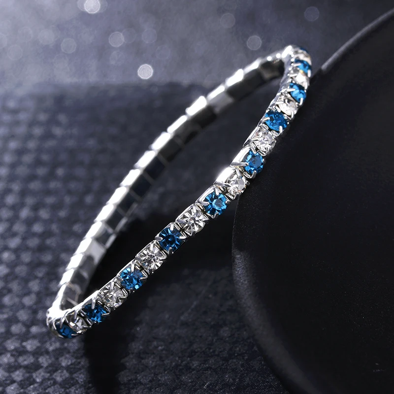 Женские теннисные браслеты с разноцветными кристаллами и фианитом 3 мм|bracelets