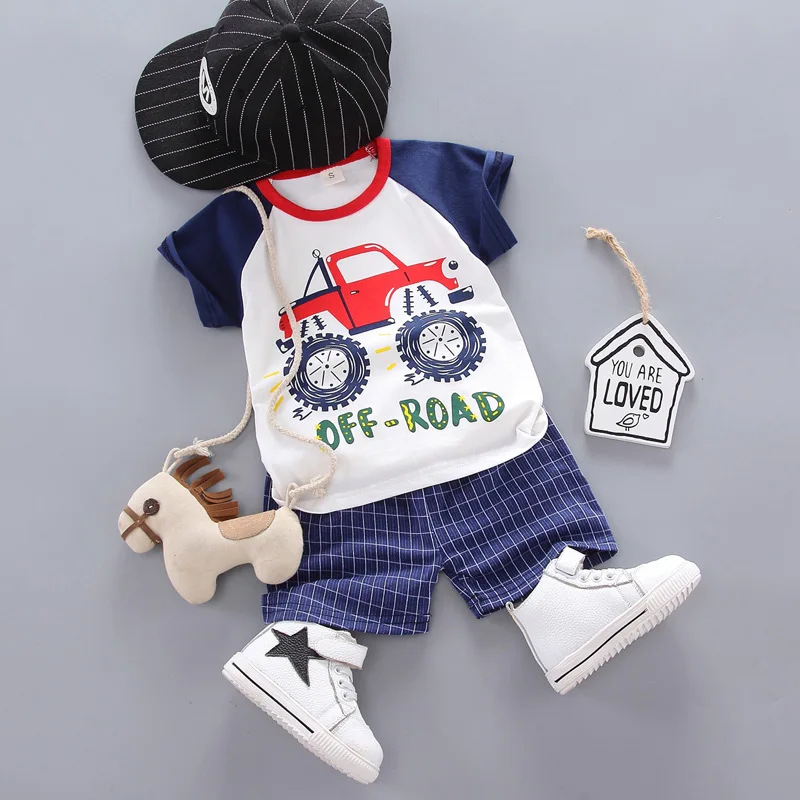 Baby Boy Clothes 2019 New Born Clothing Cartoon Bear Short Sleeve T-Shirt + Workwear Pants Children's Cotton Sportswear |