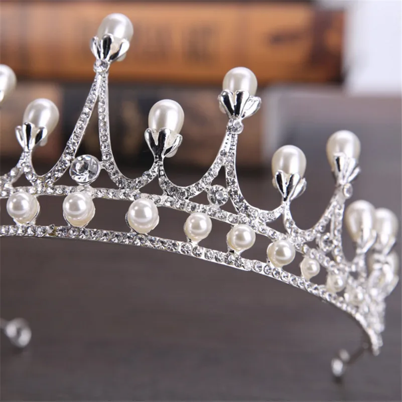 Yxph новая невеста головной убор Белый Жемчуг Корона Для женщин Элегантные