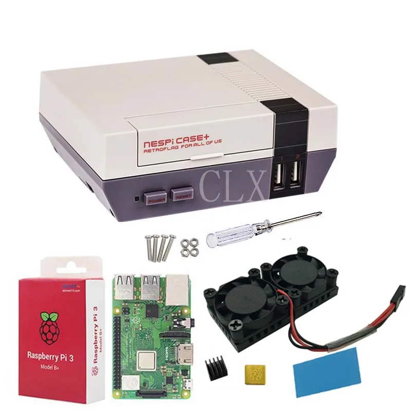 Raspberry Pi 3 Model B + (плюс) Retroflag NESPI чехол sd карта 16 ГБ двойной вентилятор радиатора для
