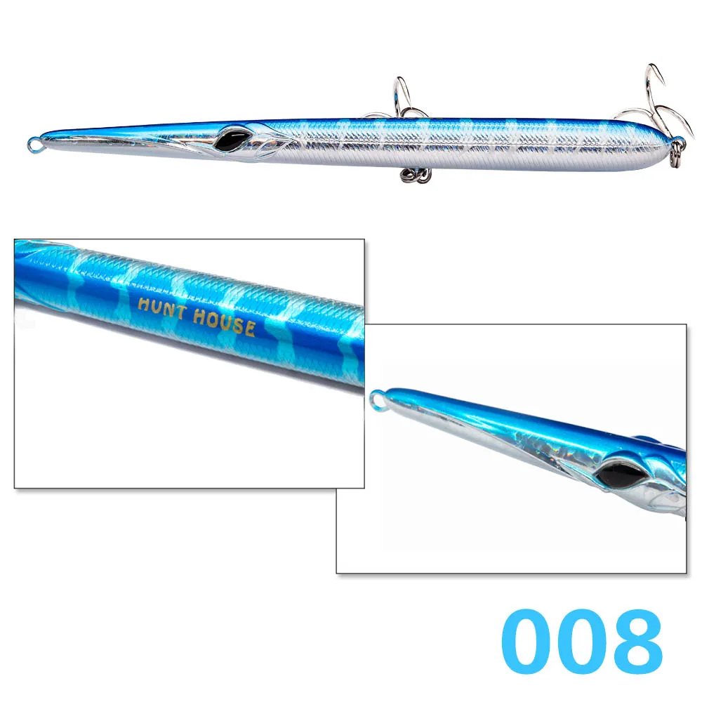 008 Hunthouse stylo 210 голубая рыболовные приманки карандаш 205 мм 31/36 г длинный Литой карандаш stickbaits иглы приманка в виде тунца ходьбы собака leurre - Цвет: 008