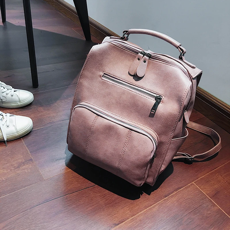 SUNNY SHOP винтажный стильный женский рюкзак Розовый Повседневный Дорожный Кожаный