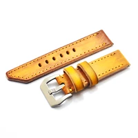 vintage yellow handmade band men watchbands for panerai 20mm 22mm 24mm 26mm leather watch straps male replacement