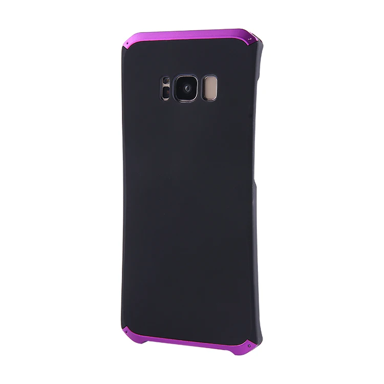 Black Purple Side Текстурированная антиосенняя Металлическая Рамка Пластиковая Задняя пластина для samsung Galaxy S8 алюминиевый сплав S8 Plus бампер S8Plus чехол-накладка в подарок - Цвет: Black Purple Side