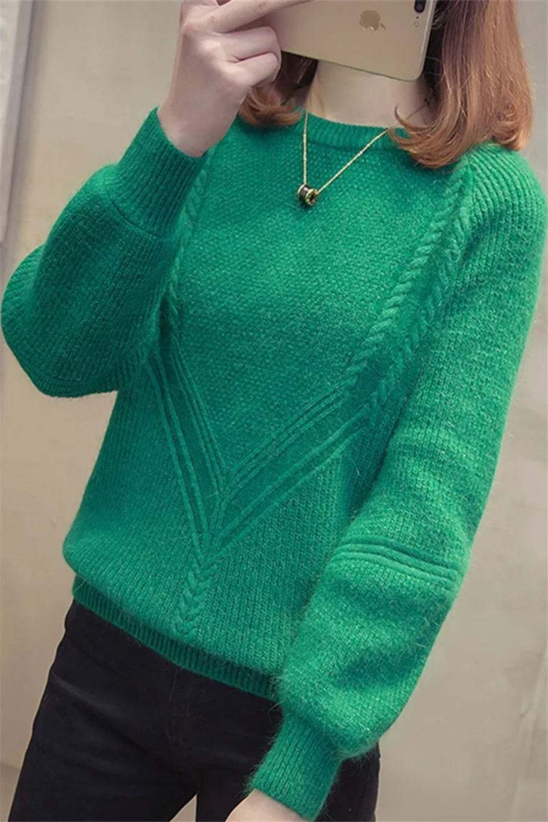 

Christmas Sweater Autumn Winter Woman Sweater Knitting Pullovers Loose Korean Long Sleeve Knitted Sweater Women Tops 6 Colors