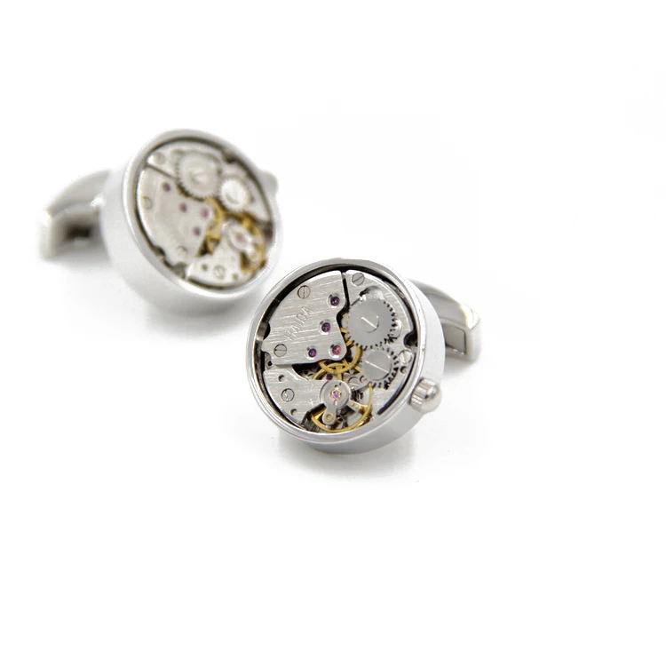 Скидки! Функциональные Механические Запонки круглые белые стальные запонки с