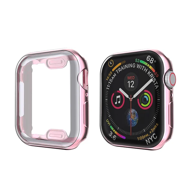 Rose red Прозрачный чехол для Apple Watch Series 5 4 3 2 1 360 полностью мягкий прозрачный защитный чехол для iWatch 5 4 38 мм 42 мм 40 мм 44 мм - Цвет: Rose red