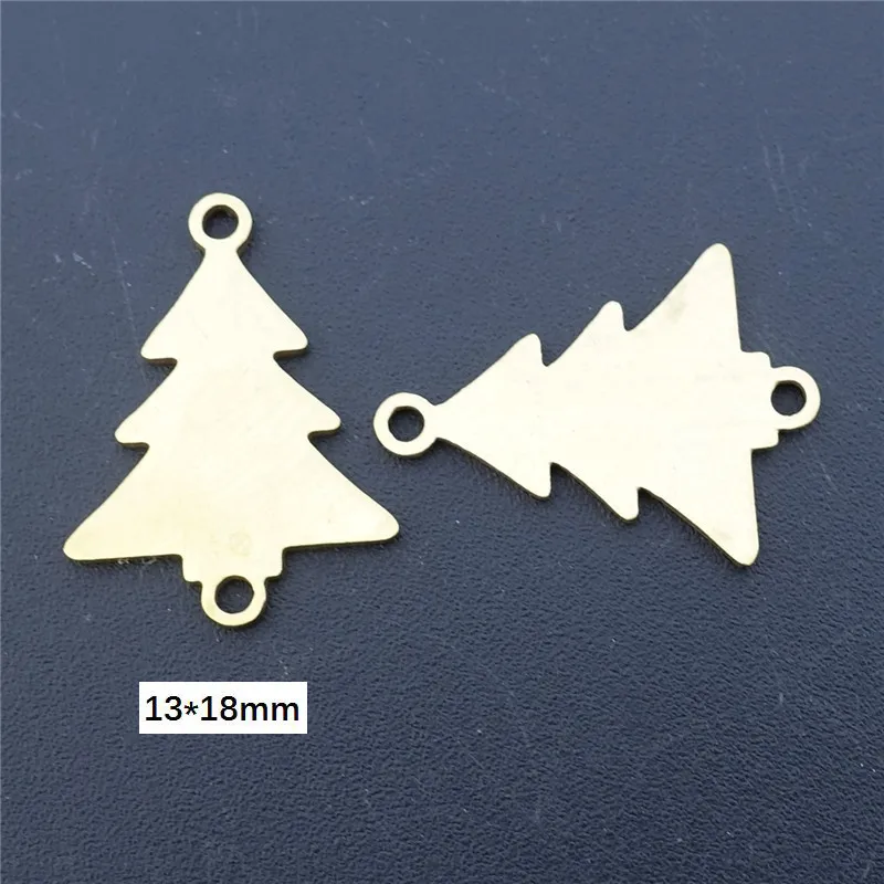 christmas tree Нержавеющая сталь, сделай сам, фурнитура для изготовления ювелирных изделий, настоящее позолоченное растение, жизнь елки, Рождественская Снежинка, лист лотоса, соединительные звенья в виде клевера - Цвет: christmas tree