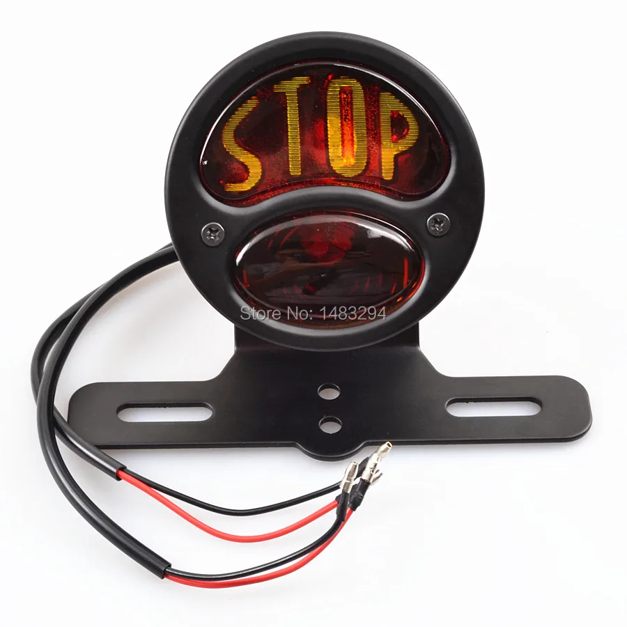 Железный черный с красными линзами Taillgiht 12V STOP стильный мотоцикл стоп задние