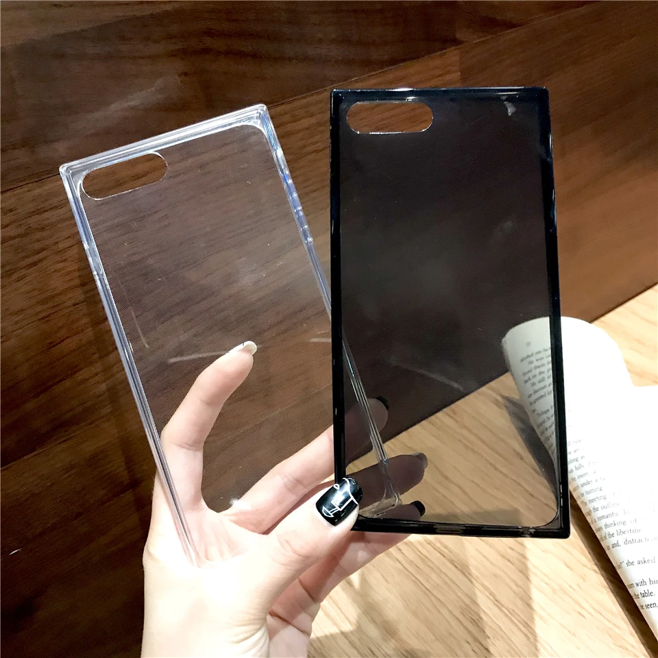 Мягкий Красный Прозрачный квадратный чехол для телефона iPhone Xs Max Xr X 7 8 Plus