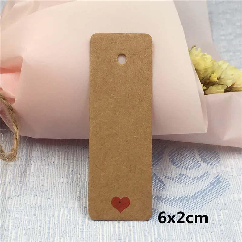 brown 100 шт 6*2 см DIY крафт-бумажные бирки этикетка на голову багаж Свадебная вечеринка коробки для конфет/сумки/бутылки декор для упаковки бирка - Цвет: brown