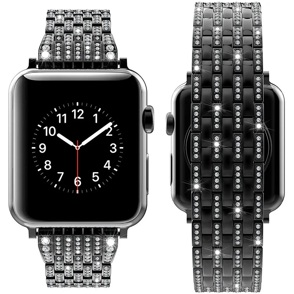 Хрустальные стразы ремешок для часов iWatch 4 3 2 Apple 42 мм 38 40 44 из нержавеющей стали |