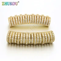833mm brass cubic zirconia long curved tube spacer beads diy jewelry bracelet necklace making hole 5mm model vw7
