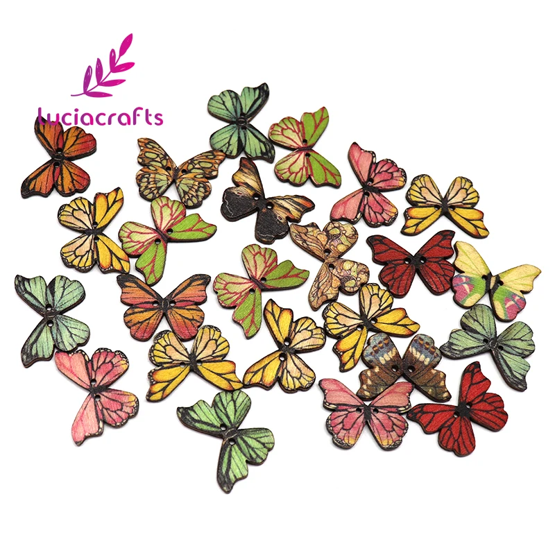 Распродажа! Lucia crafts 24 шт. 21*28 мм с 2 отверстиями смешанные DIY деревянные пуговицы одежды шитье, скрапбукинг, аксессуары CH1239