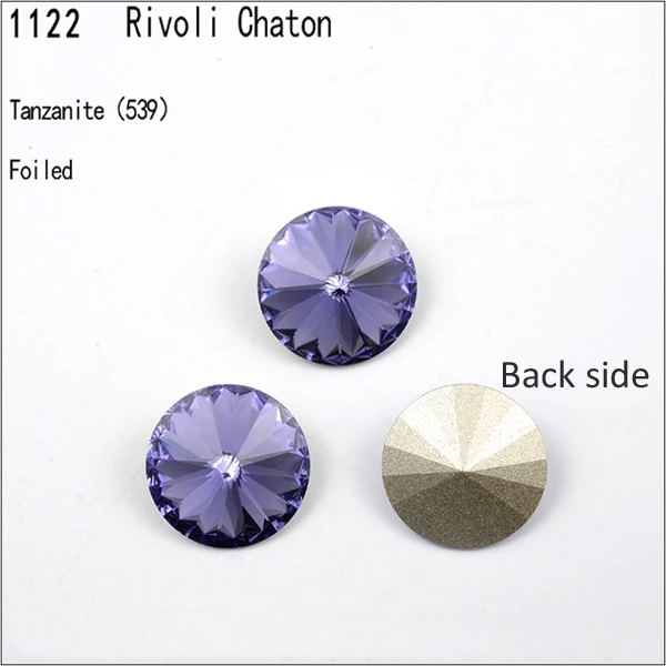 Tanzanite F (539) 1 шт.) с украшением в виде кристаллов от Swarovski 1122 круглые Rivoli камня(без отверстия) фольгированная Австрия Стразы для бижутерии, материал для рукоделия - Цвет: Tanzanite F (539)