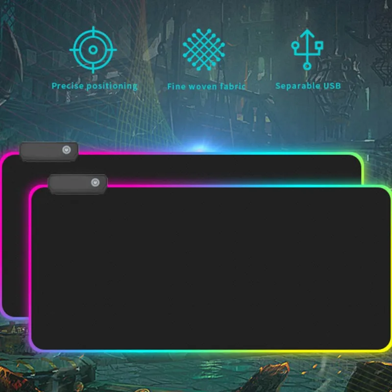 Светящийся красочный игровой коврик для мыши RGB Большой светящийся USB LED