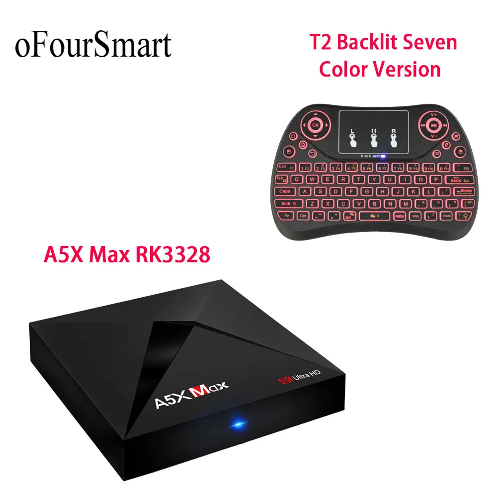 Смарт ТВ-приставка A5X max Android 7 1 4 ГБ 32 RK3328 Rockchip 2 4G WIFI USB3.0 4K ultra HD TV медиаплеер с T2-C