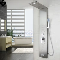 bathroom contemporary fashion luxury shower column shower panel hand shower massage jets brushed nickle plate shower faucet