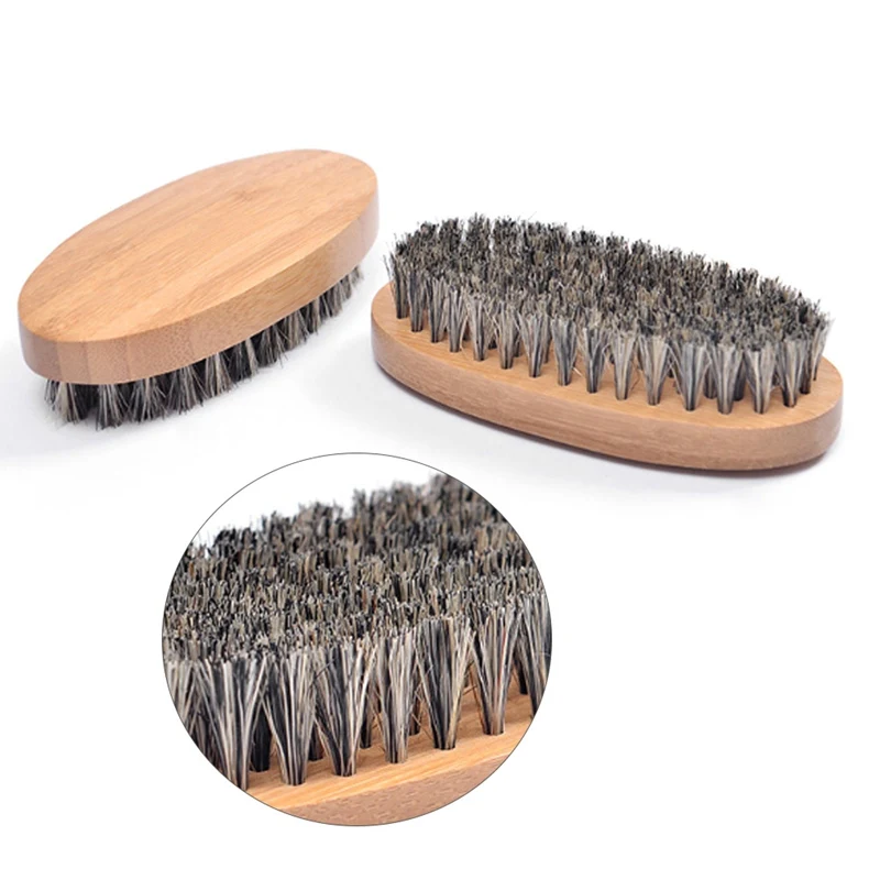 

1 Pcs New Arrival Boar Hair Bristle Beard Brush Shaving Comb Face Massage Handmade Yellow Mustache Brush 11*5.5*3CM