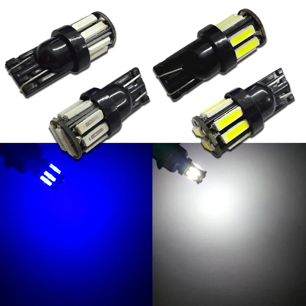 1х t10 w5w внутреннее светодиодное автомобильное освещение авто 7020 чип 10 SMD номерные