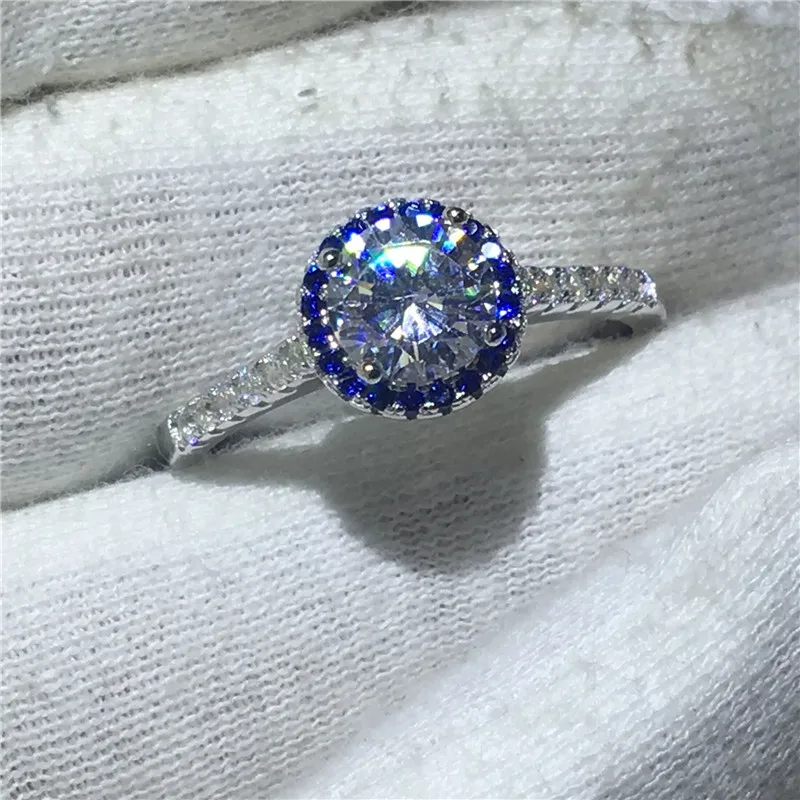Кольцо из серебра 100% пробы с цирконом 1ct AAAAA|Кольца| |