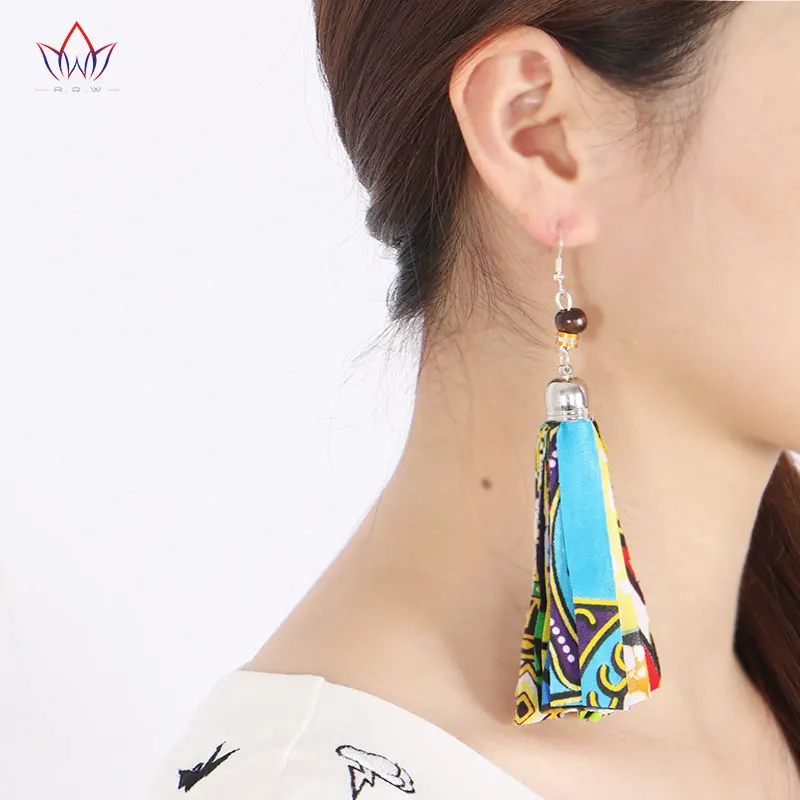 Серьги капельки из хлопка ручной работы с принтом в африканском стиле хлопковые