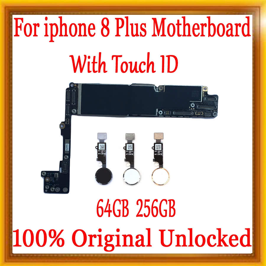 Для iphone 8 Plus материнская плата с сенсорным ID/без сенсорного ID оригинальная разблокированная для iphone 8 Plus логическая плата 64 Гб/256 ГБ пластина