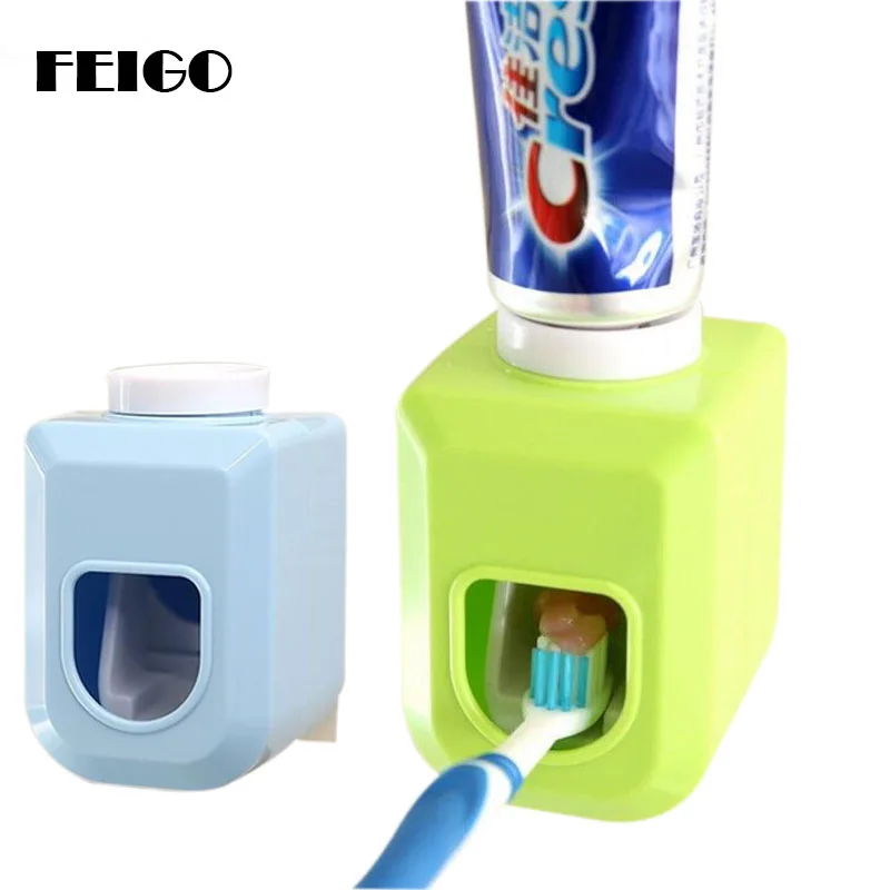 

FEIGO 1 Pcs Tooth Brush Automatic Toothpaste Dispenser Toothbrush Holder Toothbrush Wall Mount Stand Bathroom Accessories F43