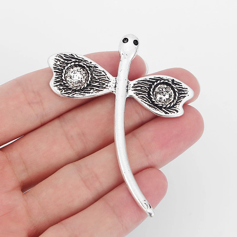 Античные серебряные Большие Подвески с кулоном стрекозы 5 шт. 9 мм круглые пустые