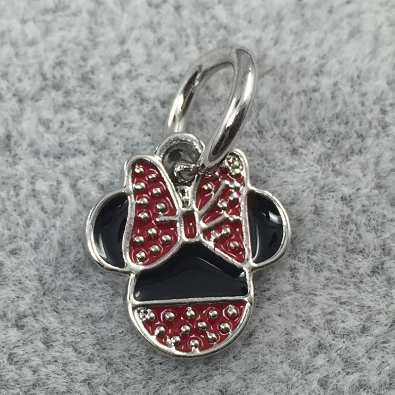 Мини Микки болтаются с черной и красной эмалью кулон Европейский бисер Подходит