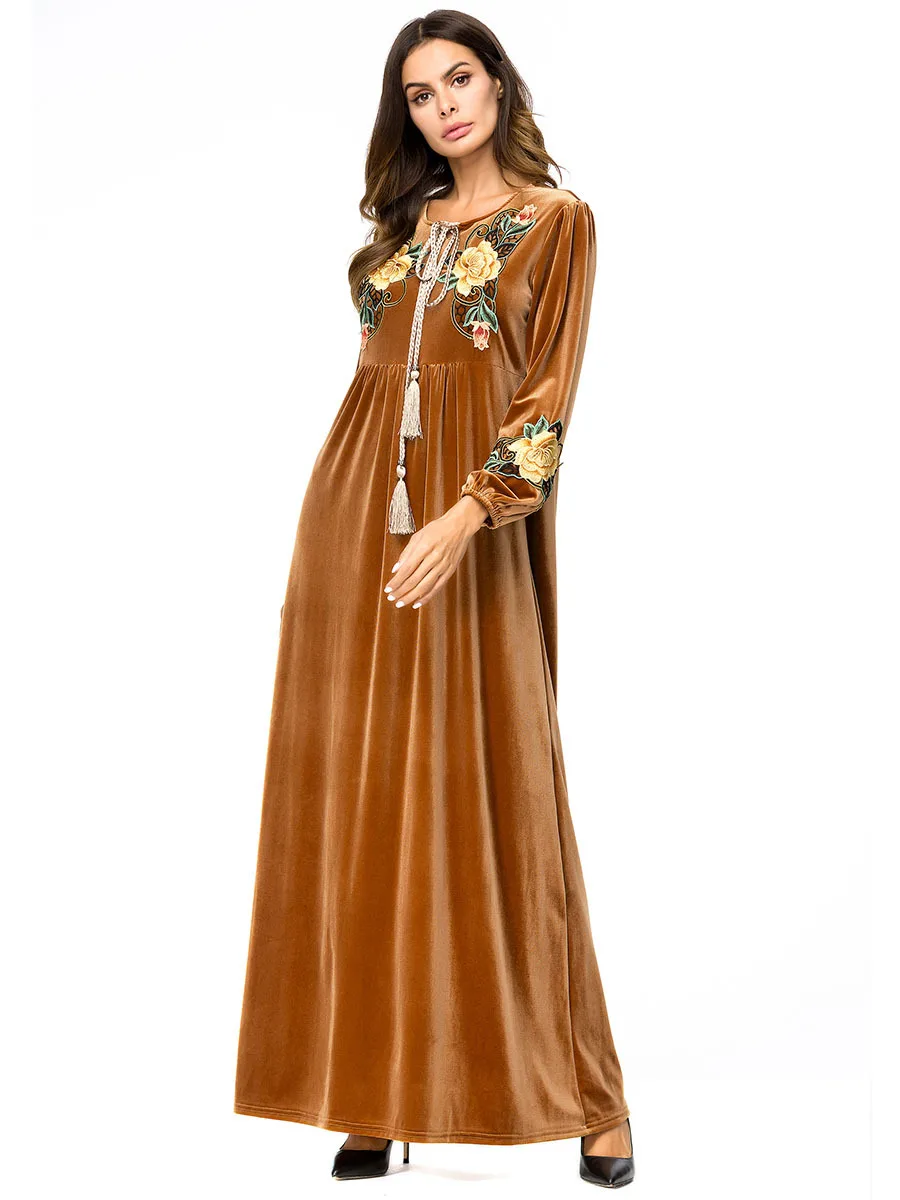 Модное Длинное Платье в полоску длинное платье Туника мусульманское кимоно