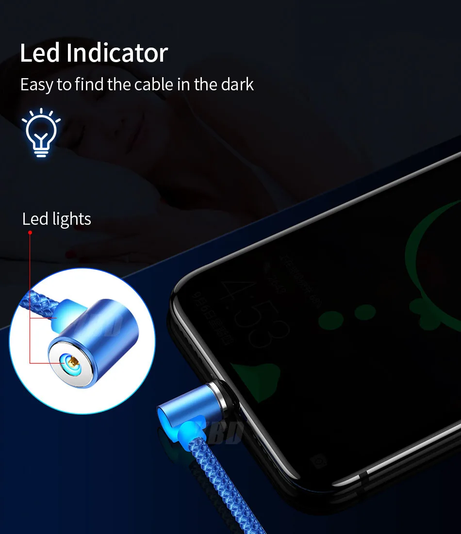 YBD 1 м Магнитный usb кабель для зарядки samsung Xiao mi Red mi Note 7 mi 9 mi cro USB C кабель USB провод для iPhone huawei Honor