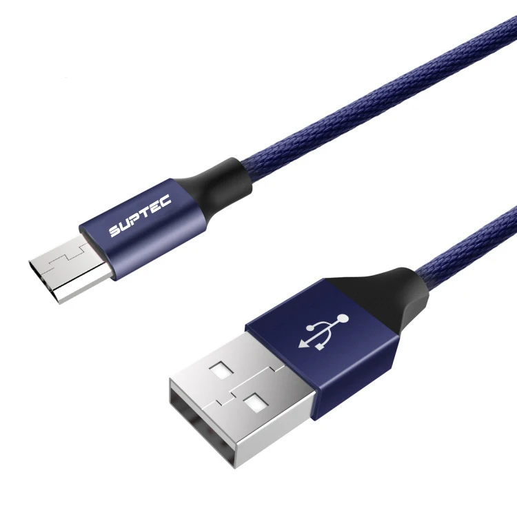 SUPTEC зарядный кабель в нейлоновый оплетке с разъемом Micro USB универсальный кабель для быстрой зарядки и передачи данных для samsung Galaxy S7 S6 S5 Xiaomi Huawei Android телефон 2 м - Цвет: Blue