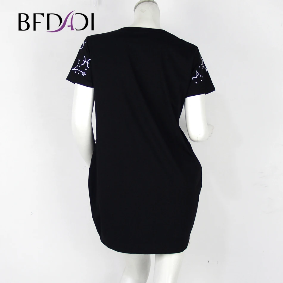 Bfdadi/бренд 2020 г. летние новые модные созвездие шаблон с коротким рукавом О