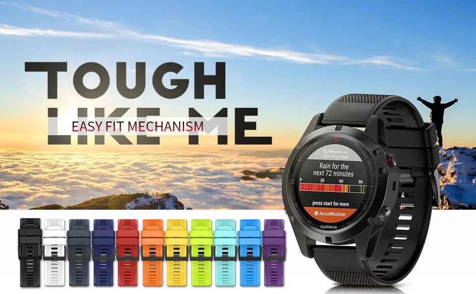 22 мм 26 мм спортивный силиконовый ремешок для Garmin Fenix 5X5 3 3HR D2 Charlie Watch Band Quick Release мягкие часы ремешок для Garmin