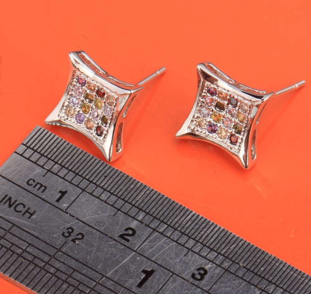 Awesome Star Light Multicolor Morganite Garnet 925 Sterling silver Studs Earrings For Women's Jewelry S5417|silver stud earrings|sterling