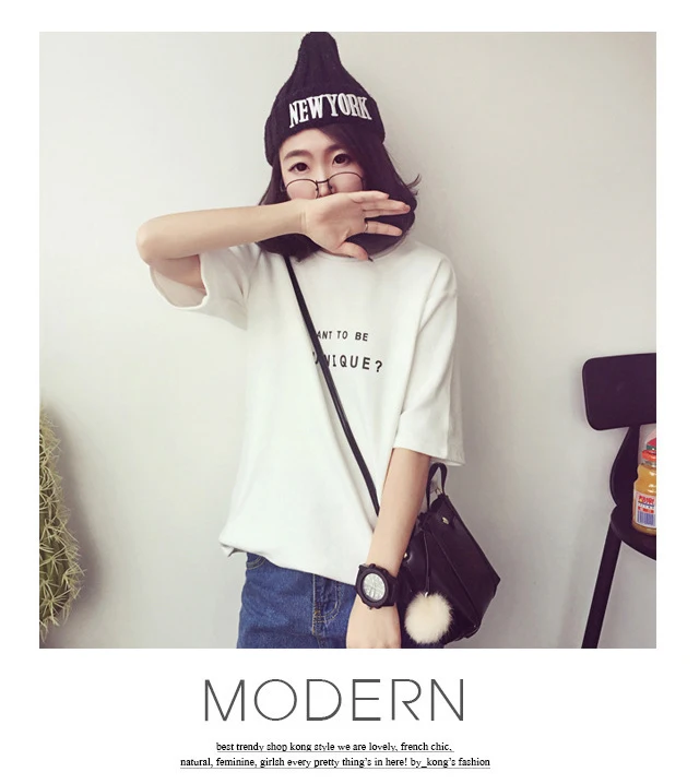 Summer Short Sleeve Soft T-Shirt New O-Neck Letter Print Loose Women T-Shirts Girls Lady T-Shirt Casual Student Tops Tee