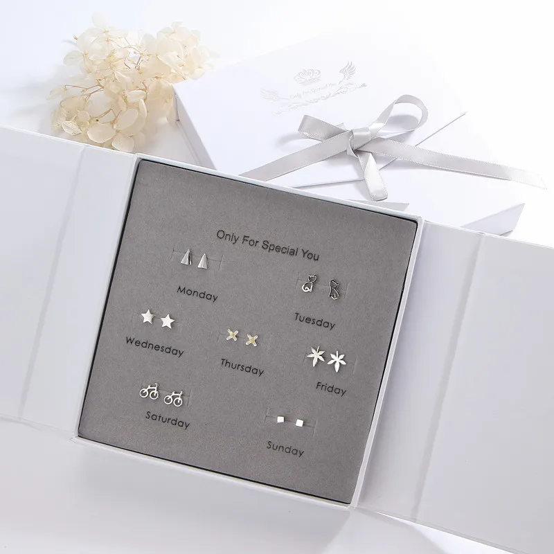 Семь дней костюм серьги с из чистого серебра|Серьги-гвоздики| |