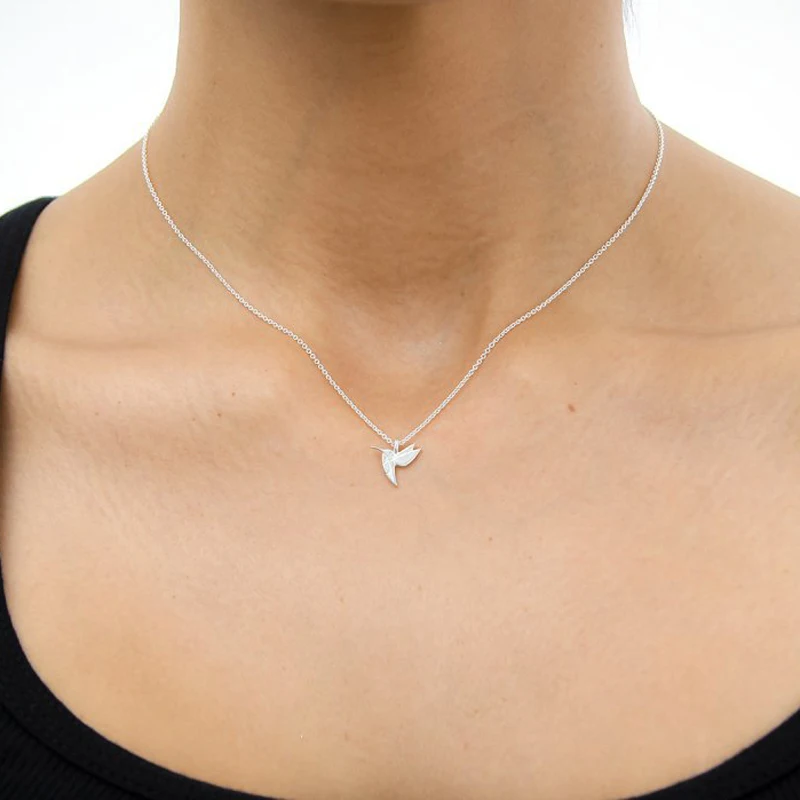 Изящное крошечное колье Колибри с карточкой золото/серебрянное