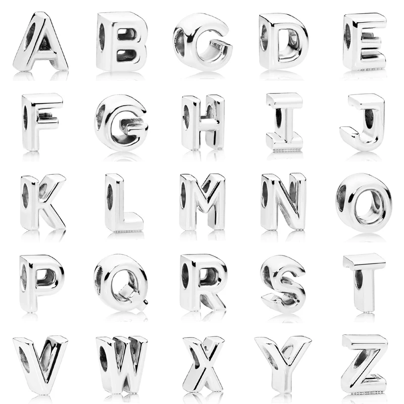 

Boosbiy 2pc A-Z 26 English Letter Charm Beads Fit Silver Color Snake Chain Brand Charm Bracelet Jewelry Accessories