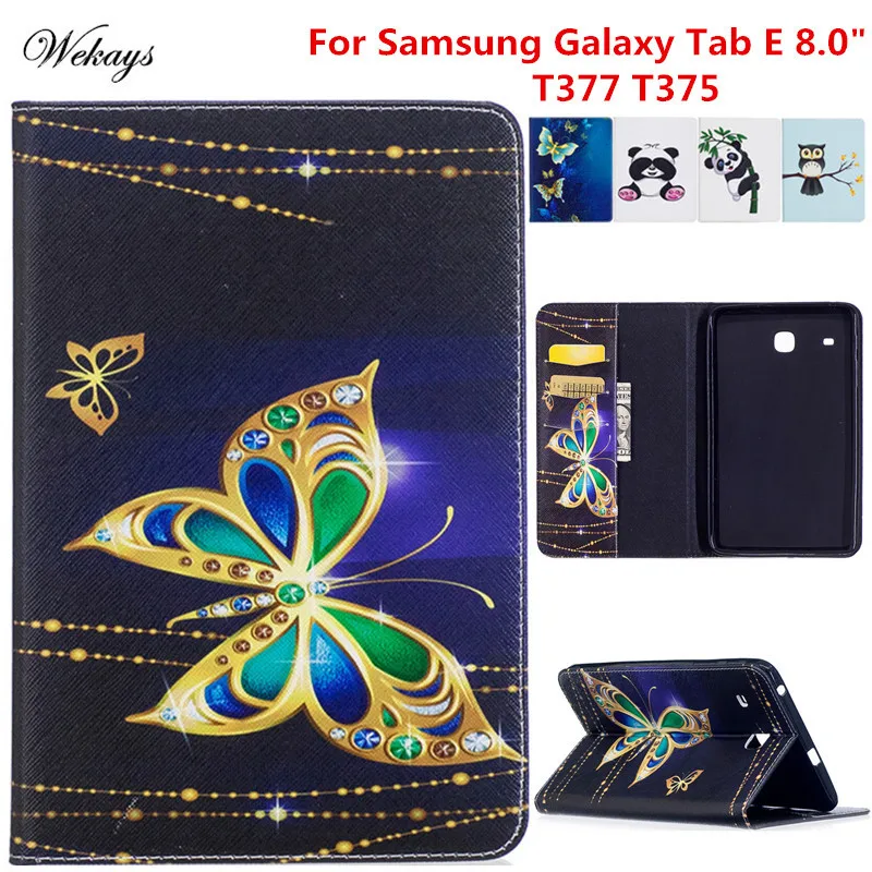 

Wekays For Galaxy Tab E 8.0" T375 Cartoon Leather Stand Case For Coque Samsung Galaxy Tab E 8.0 T377 T375 Tablet Cover Case Kids