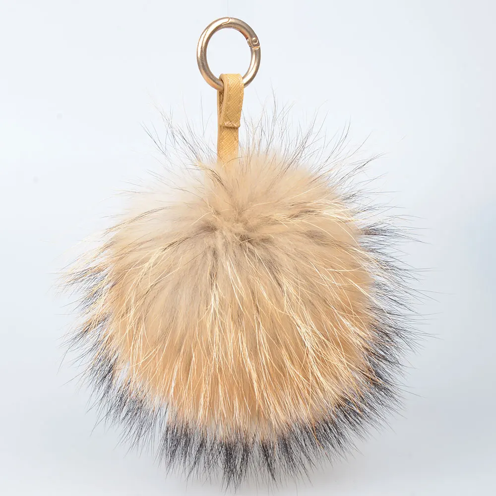 LFPU Colorful 15CM Fluffy Genuine Raccoon Fur Keychain Women Bag Pendant Ball Keyring Handbag Pompom Jewelry | Украшения и