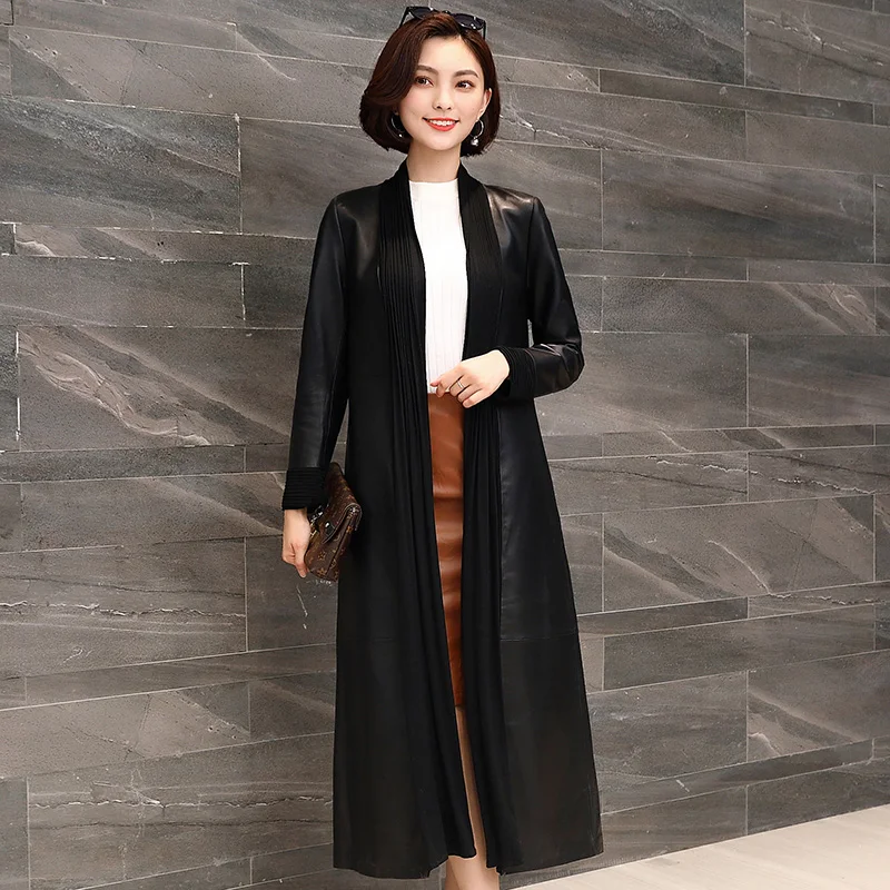 X-long loose fit из натуральной овчины кожаная пальто верхняя одежда женская